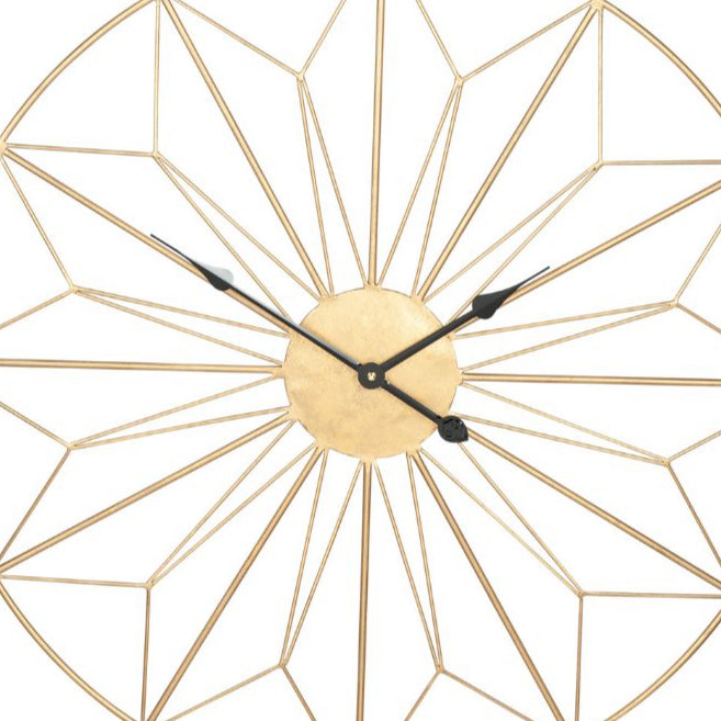 Metal Black or Gold Geo Design Round Wall Clock