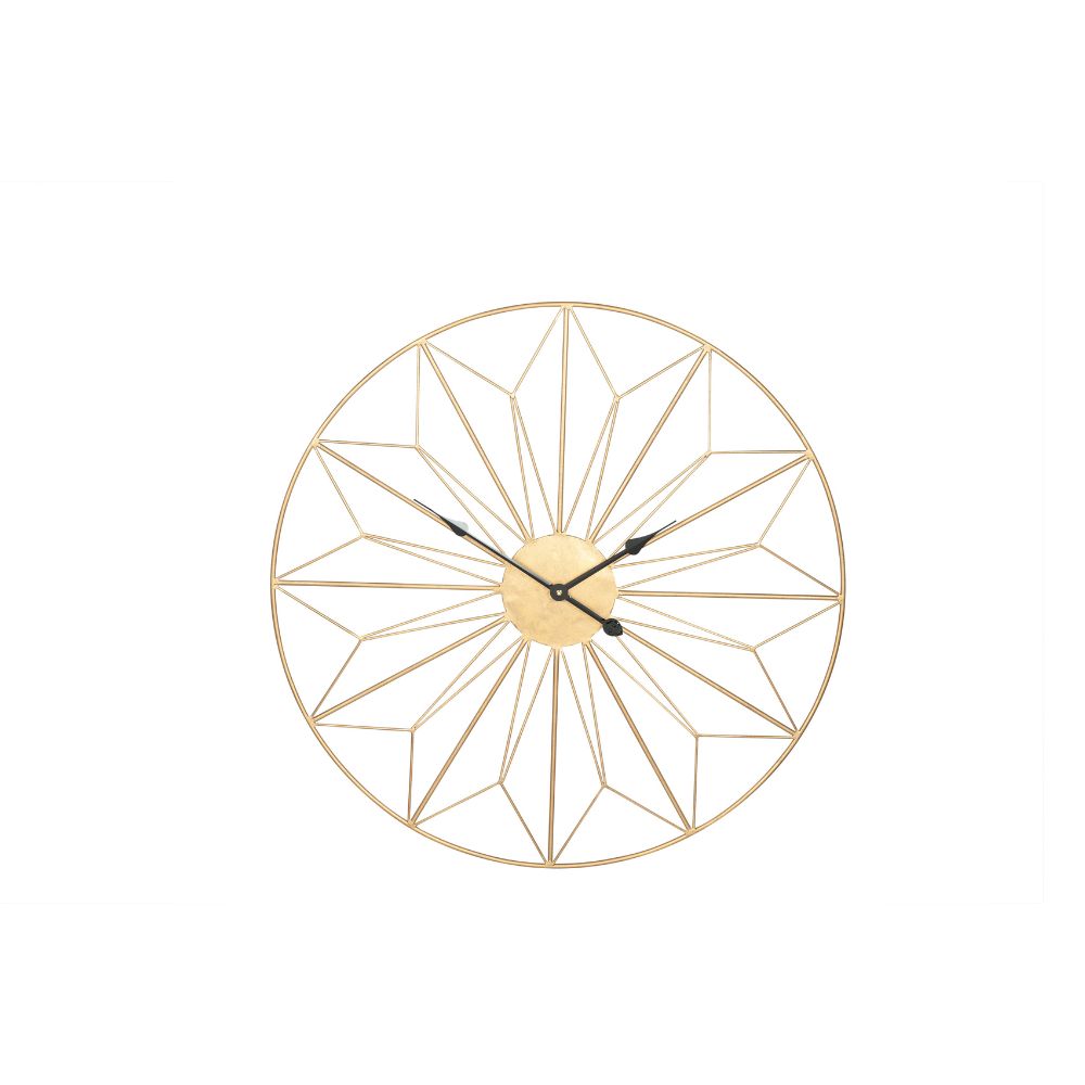 Metal Black or Gold Geo Design Round Wall Clock