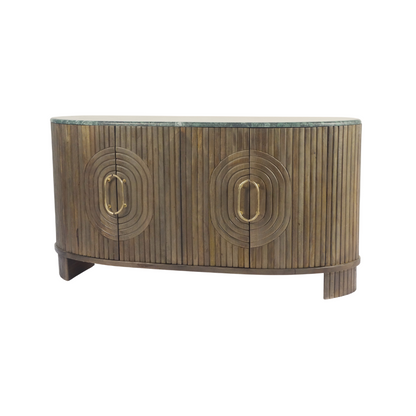 Aranya Solid Wood 4 Door Marble Top Sideboard