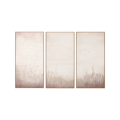 Natural and White Landscape Canvases with Natural Frames