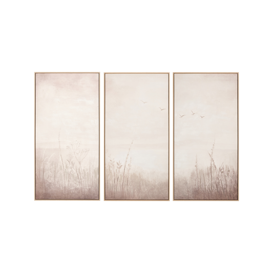 Natural and White Landscape Canvases with Natural Frames