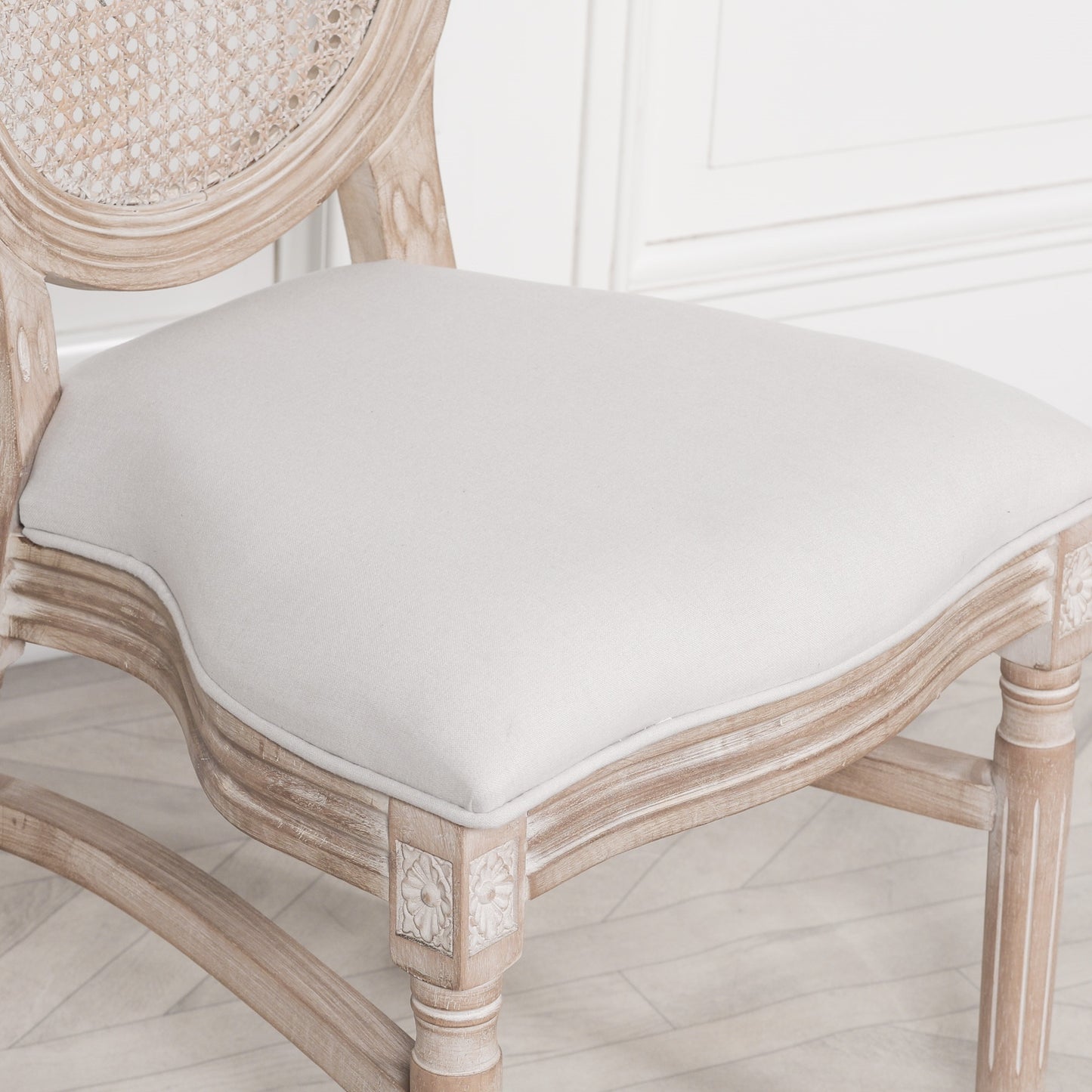 Louis Birch Wood Upholstered Dining Chair