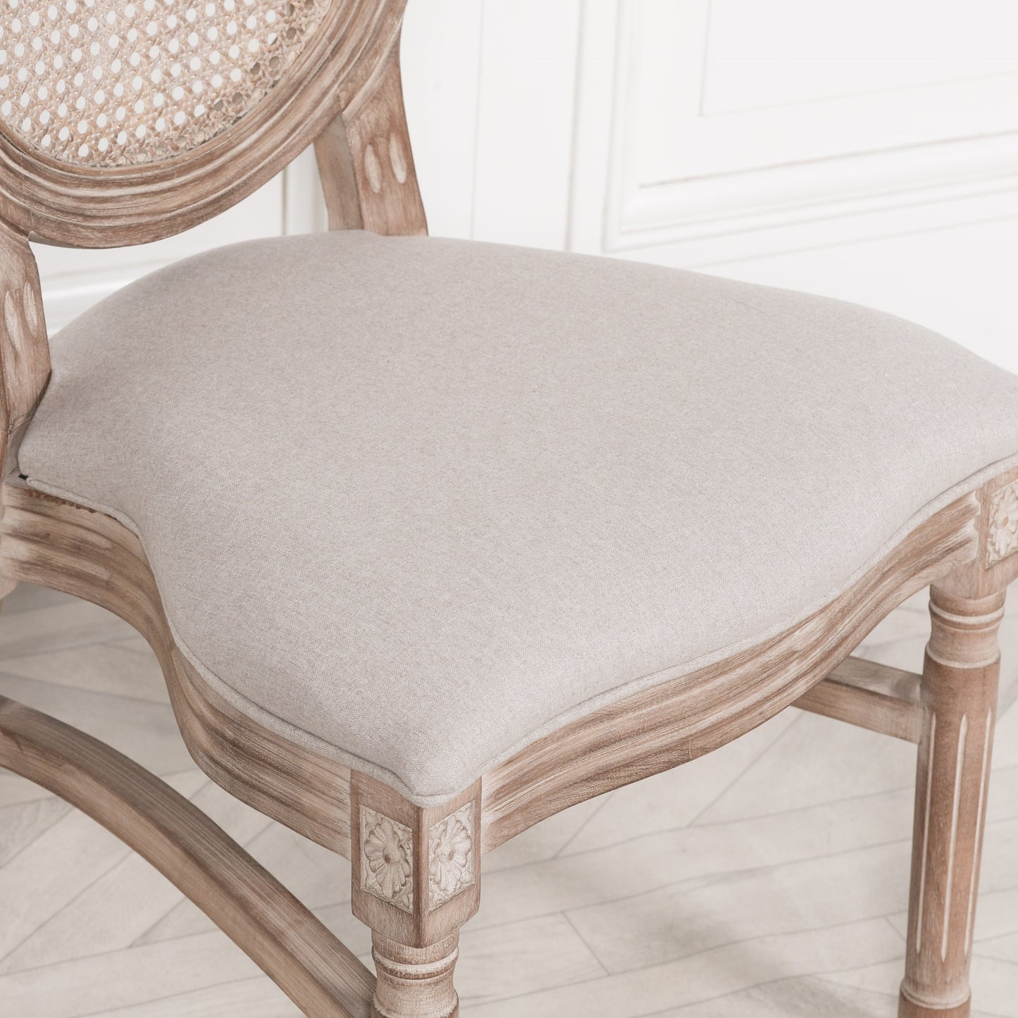 Louis Birch Wood Upholstered Dining Chair