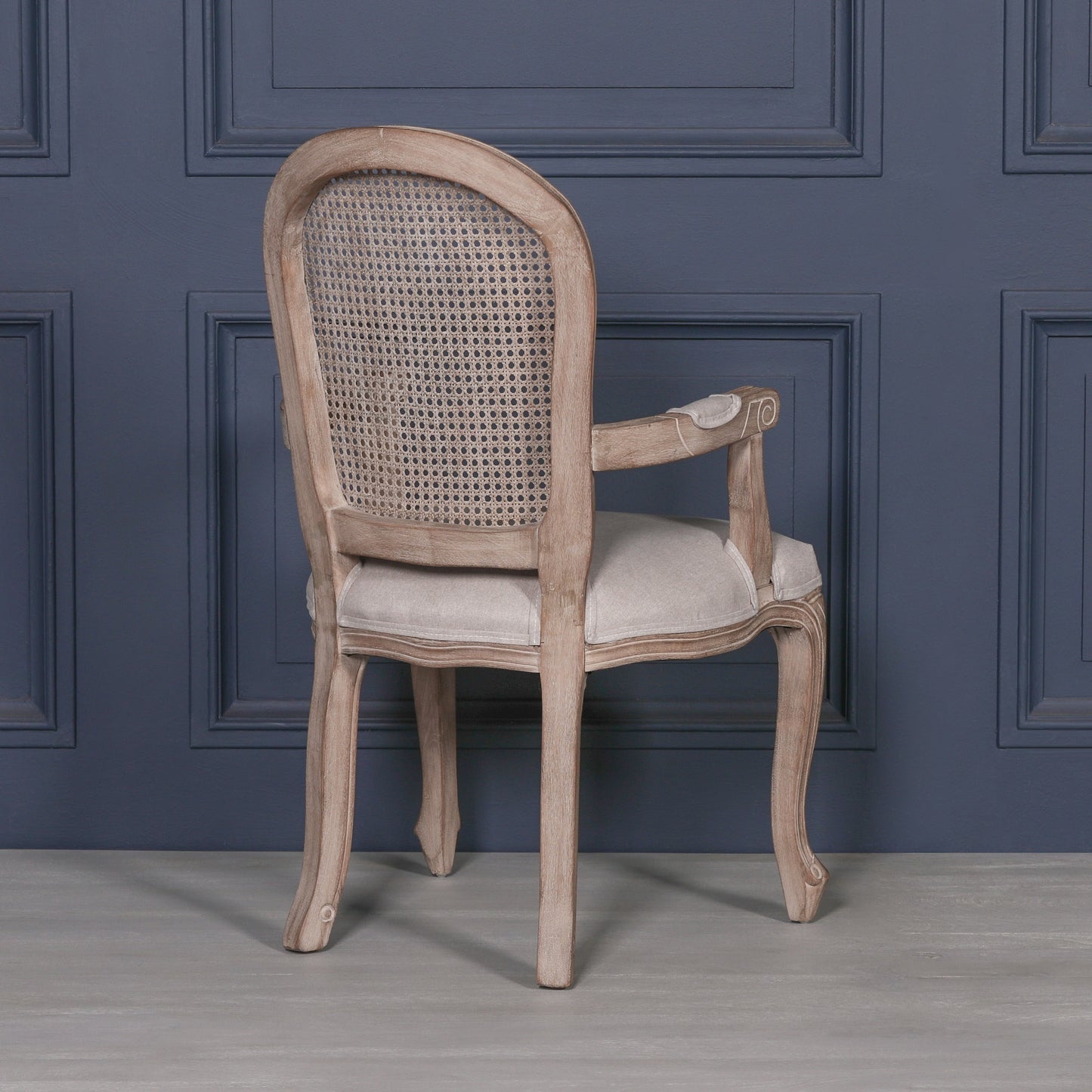 Louis Birch Wood Upholstered Dining Arm Chair