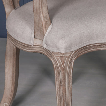 Louis Birch Wood Upholstered Dining Arm Chair