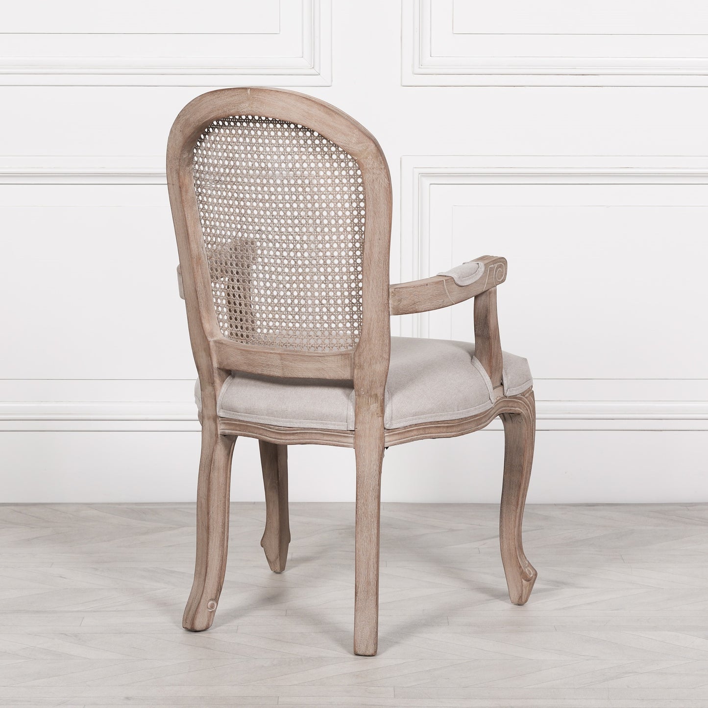 Louis Birch Wood Upholstered Dining Arm Chair