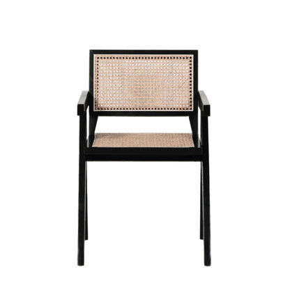 Noira Black Beech Wood Cane Dining Chair