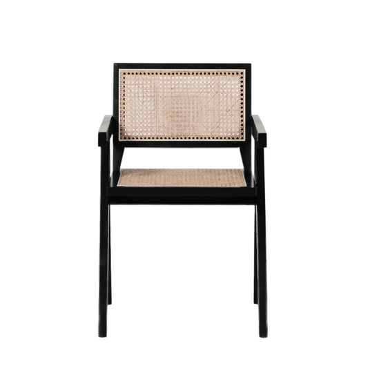 Noira Black Beech Wood Cane Dining Chair