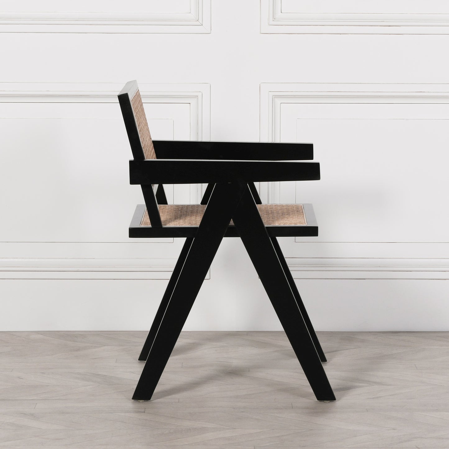 Noira Black Beech Wood Cane Dining Chair
