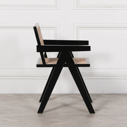 Noira Black Beech Wood Cane Dining Chair
