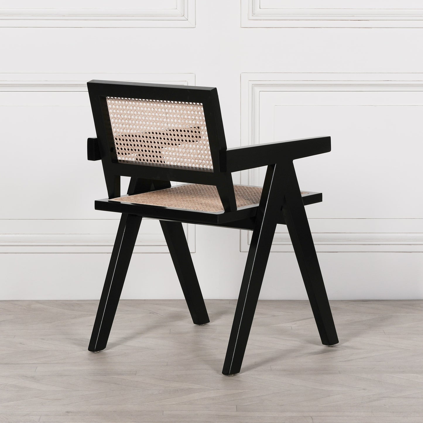 Noira Black Beech Wood Cane Dining Chair