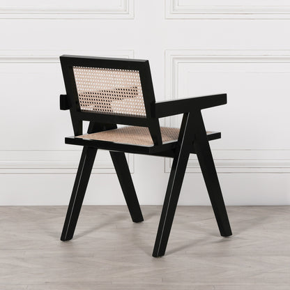 Noira Black Beech Wood Cane Dining Chair