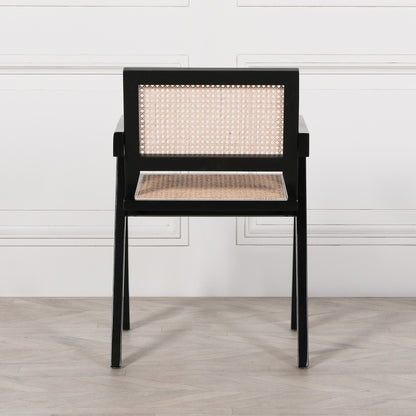 Noira Black Beech Wood Cane Dining Chair
