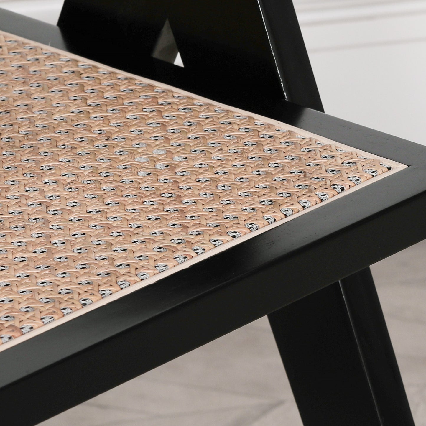 Noira Black Beech Wood Cane Dining Chair
