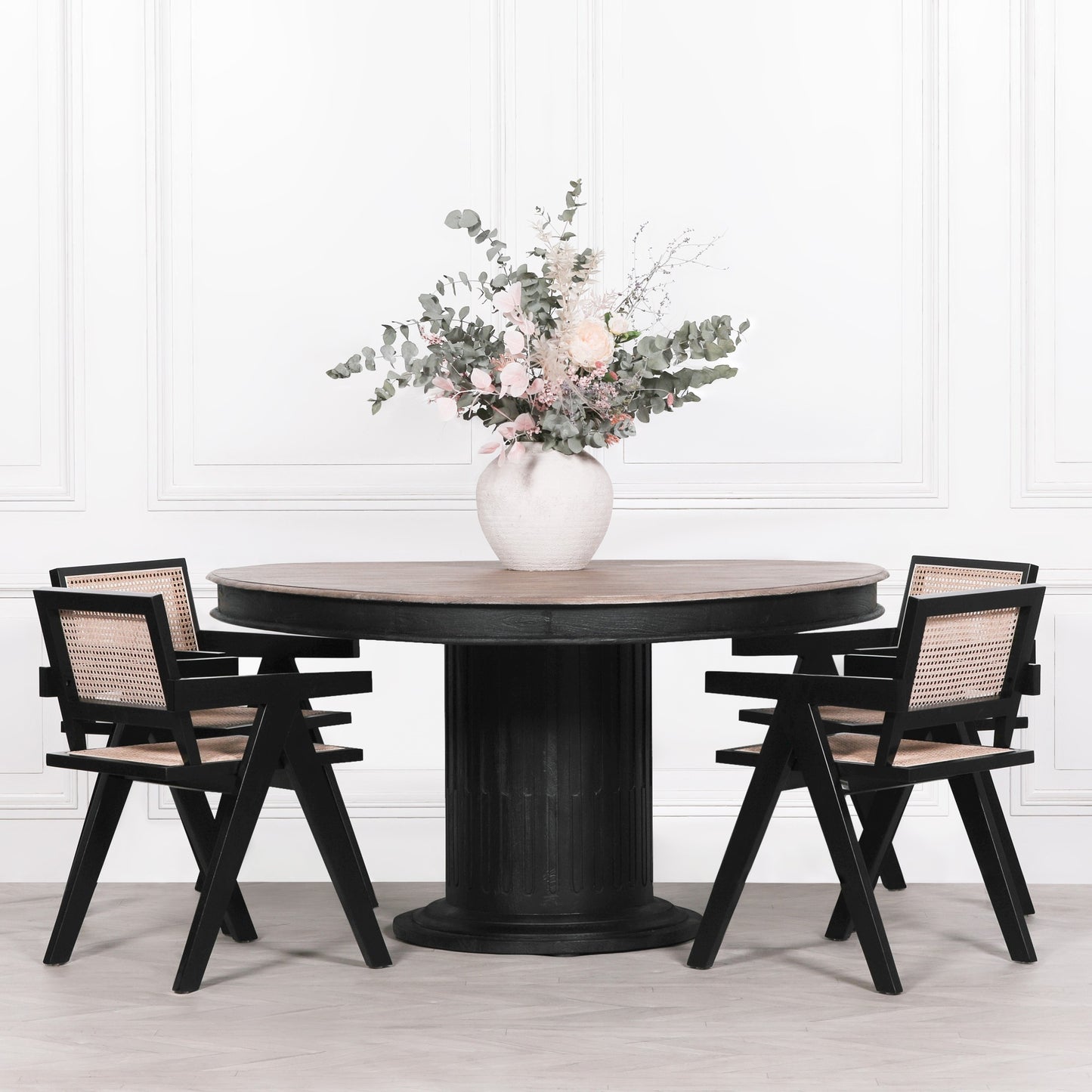 Noira Black Beech Wood Cane Dining Chair