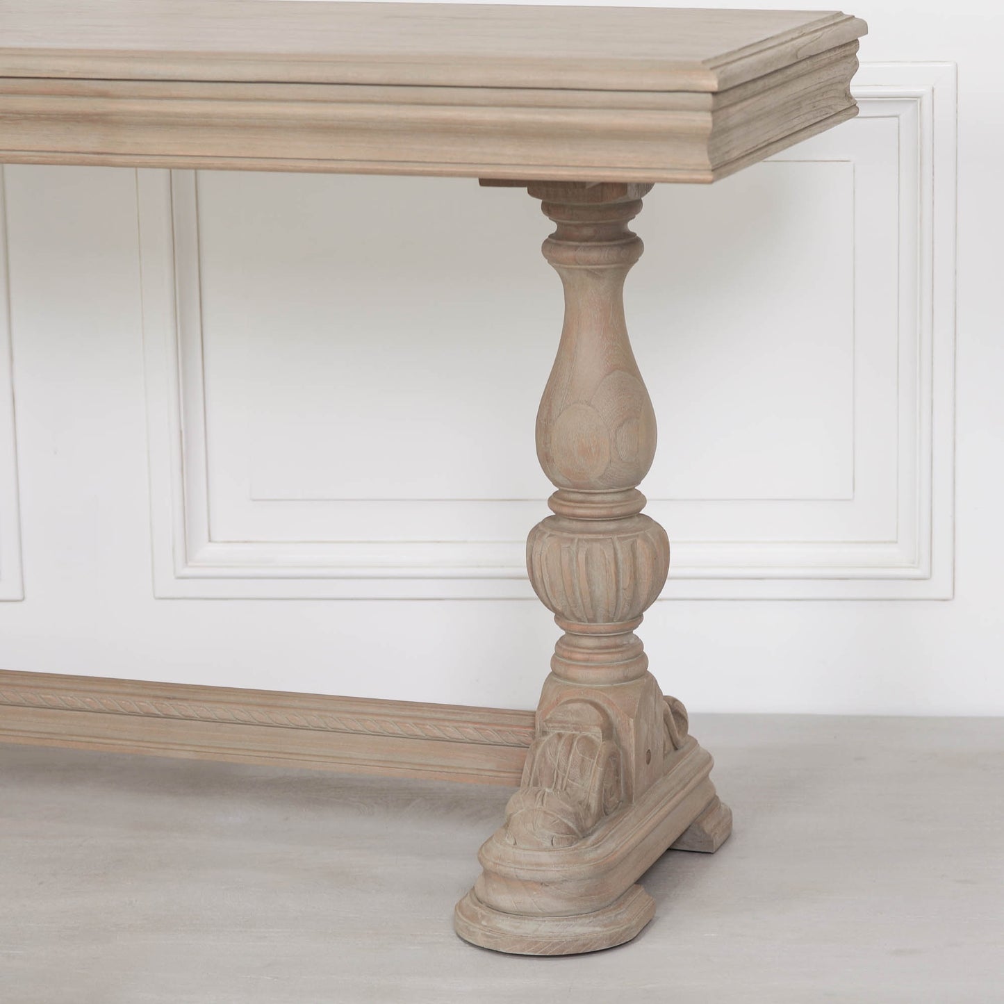 Arbouré Rustic White Cedar Console Table with Carved Drawer