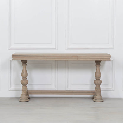 Arbouré Rustic White Cedar Console Table with Carved Drawer