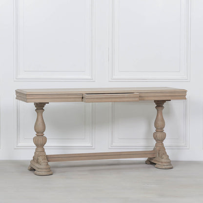 Arbouré Rustic White Cedar Console Table with Carved Drawer