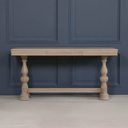 Arbouré Rustic White Cedar Console Table with Carved Drawer