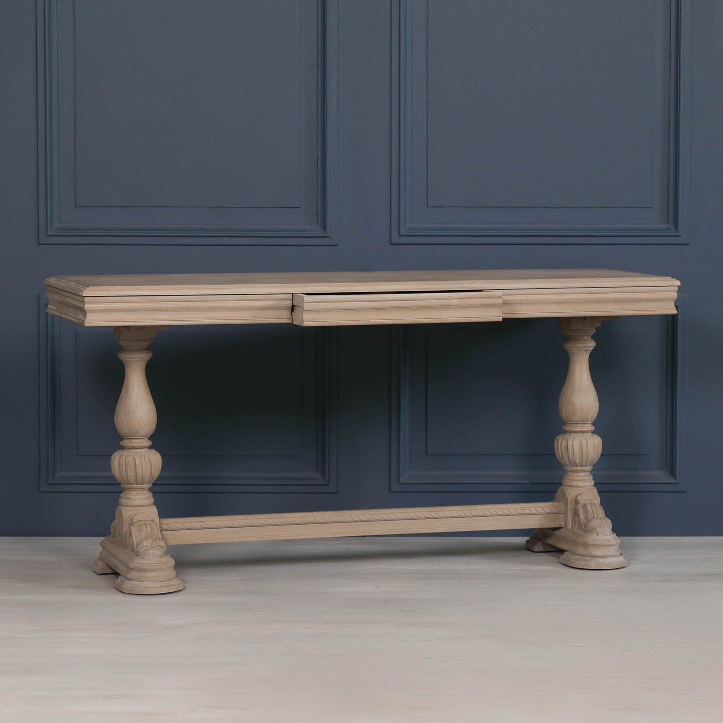 Arbouré Rustic White Cedar Console Table with Carved Drawer