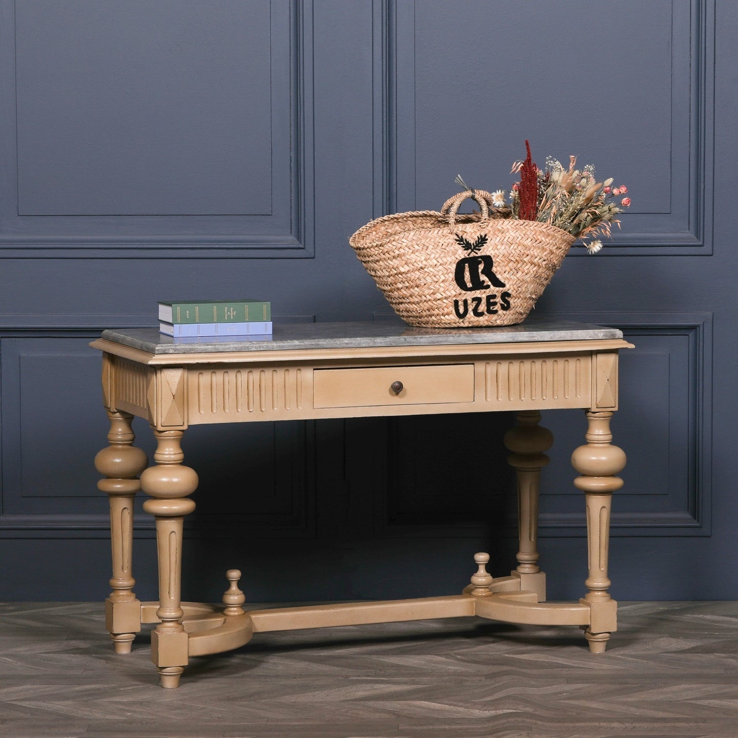 Arbouré Painted White Cedar Console Table with Stone Top