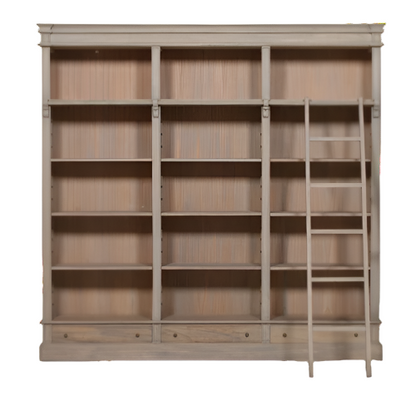 Arbouré Large Rustic White Cedar Bookcase with Ladder