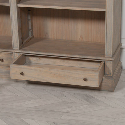 Arbouré Large Rustic White Cedar Bookcase with Ladder