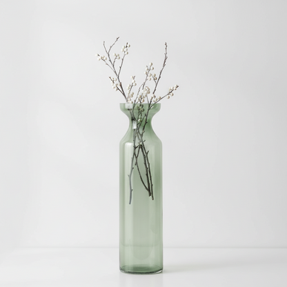 Smoked Sage Glass Tall Fluted Vase