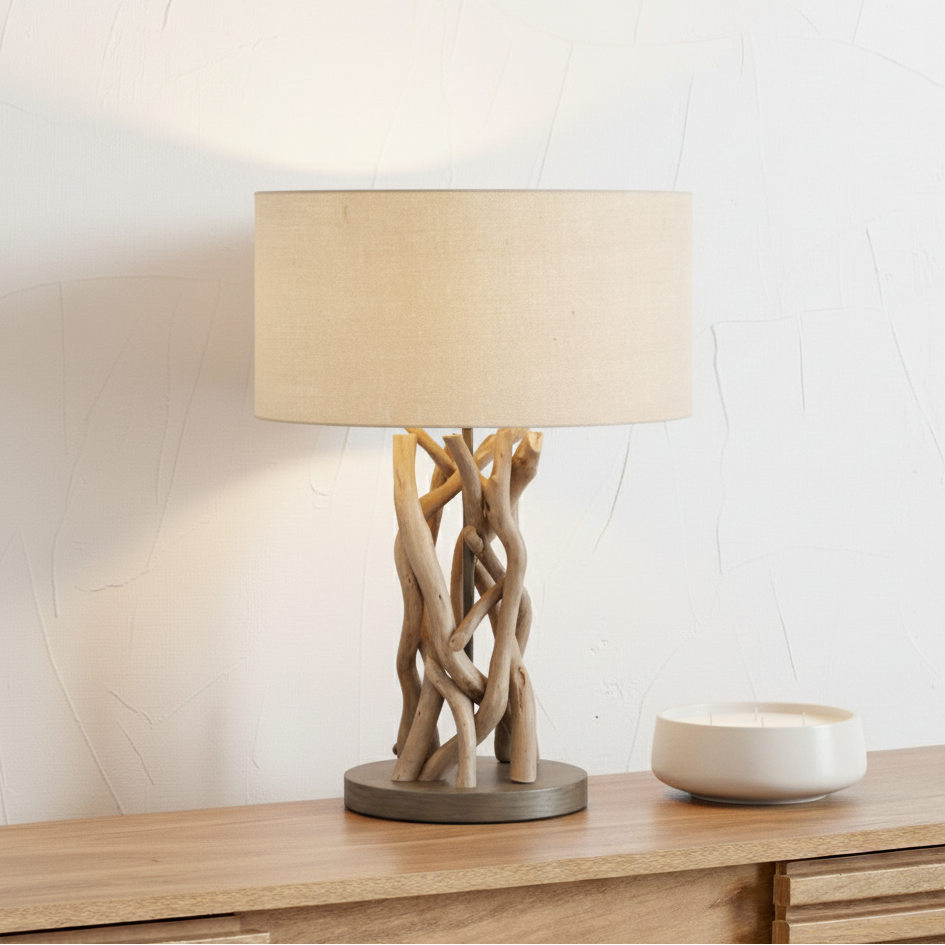 Derna Driftwood with Natural Jute Shade Table Lamp