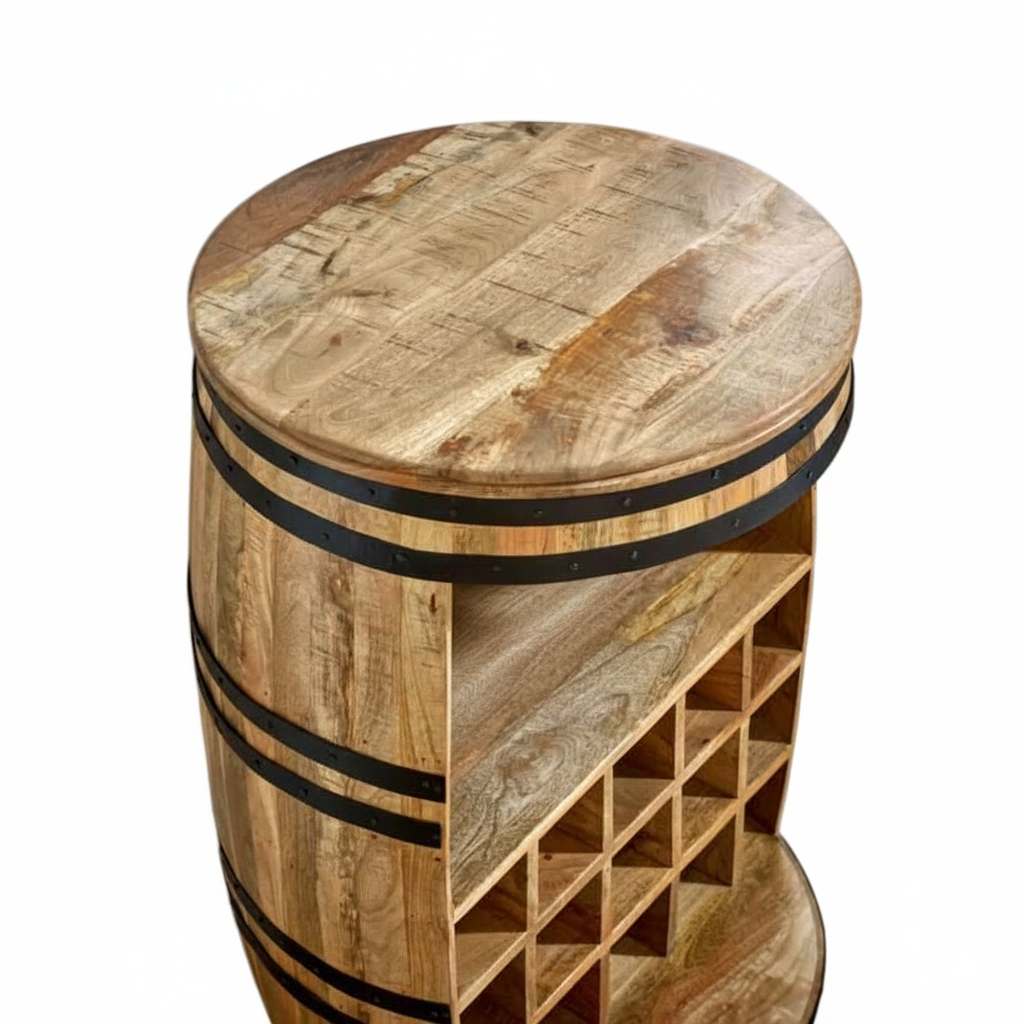 Surrey Solid Dark Wood Barrel Wine Rack