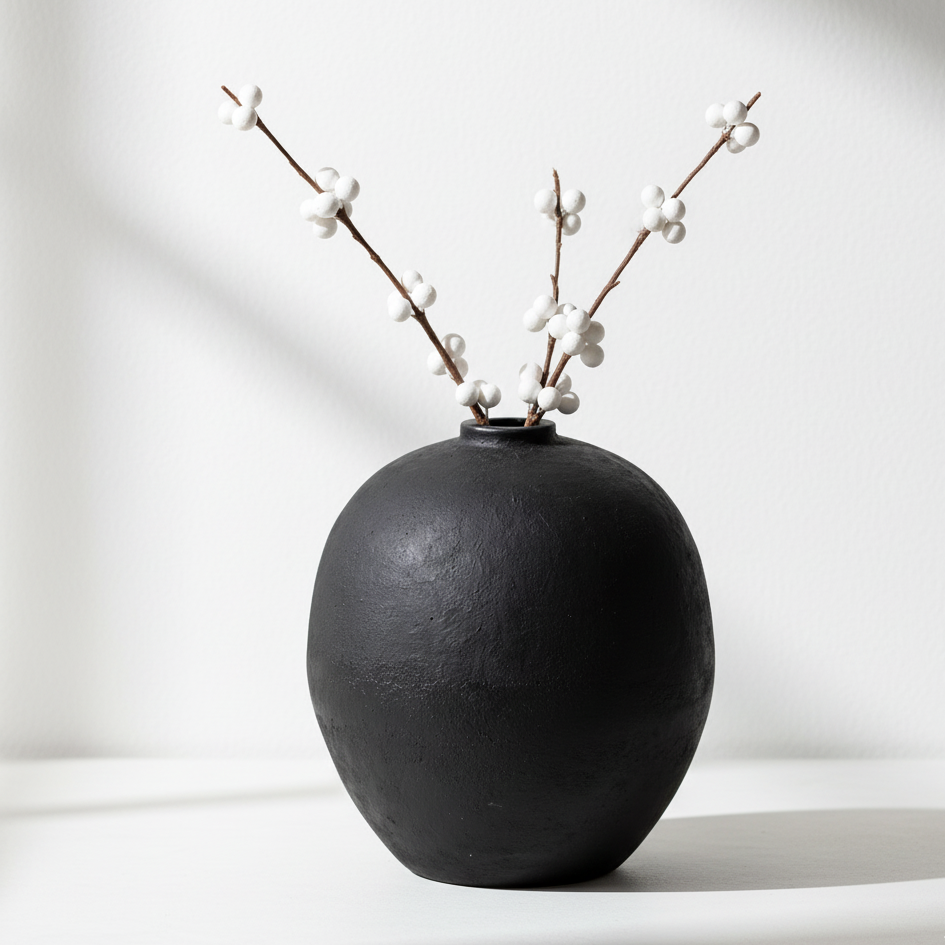 Fibrestone Black Decorative Vase