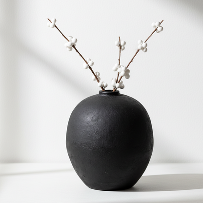 Fibrestone Black Decorative Vase