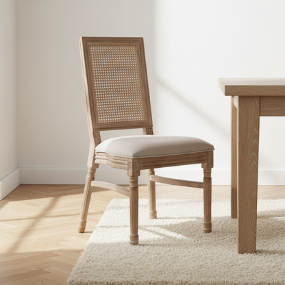 Louis Birch Wood Square Back Dining Chair