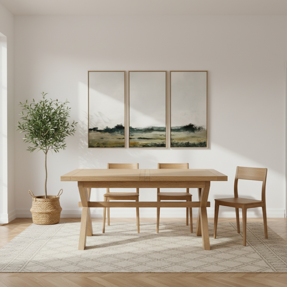 Deluxe Small X-Leg Extendable Oak Dining Table