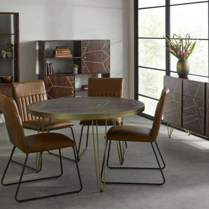 Amalfi Dark Gold Round Dining Table
