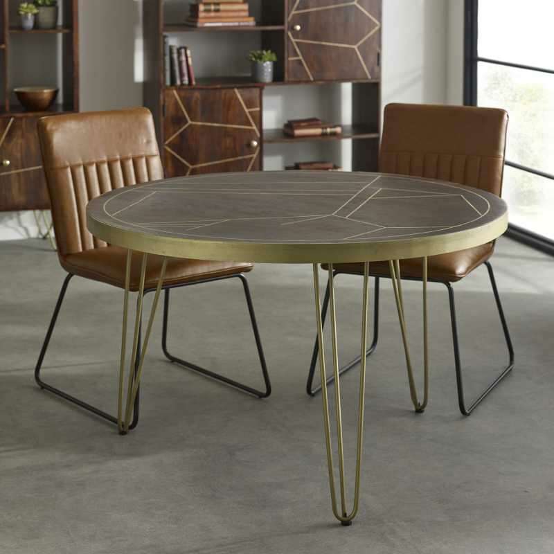 Amalfi Dark Gold Round Dining Table