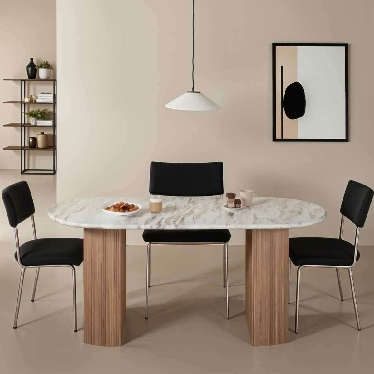 Stonebrook Mango Wood & Natural Marble 6-8 Seater Dining Table