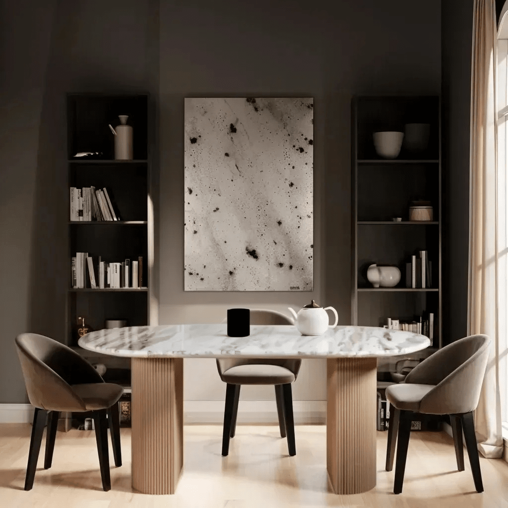 Stonebrook Mango Wood & Natural Marble 6-8 Seater Dining Table