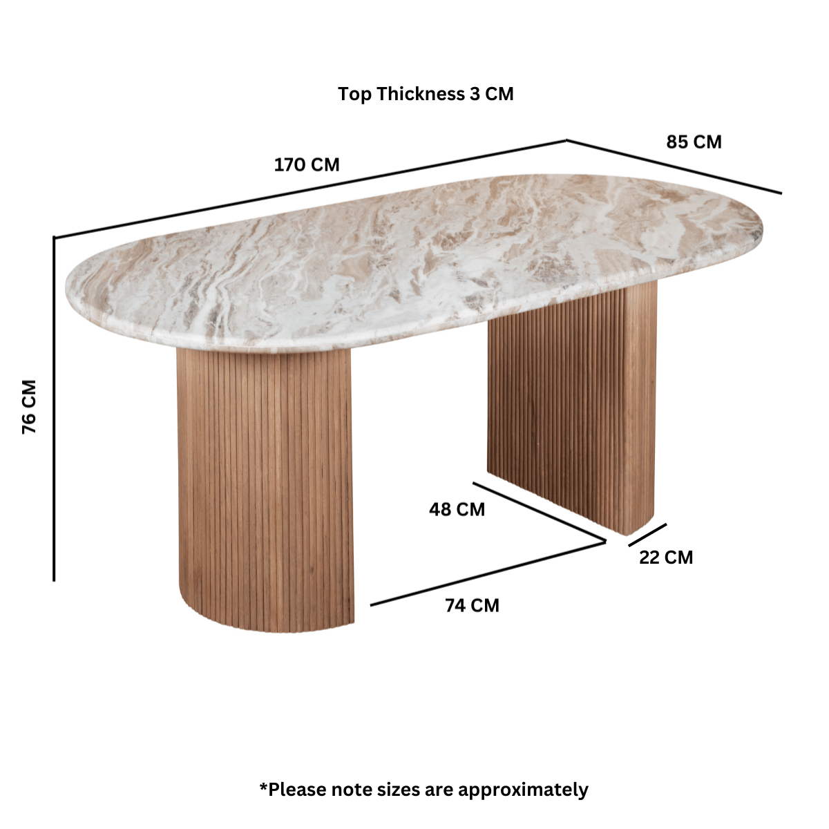 Stonebrook Mango Wood & Natural Marble 6-8 Seater Dining Table
