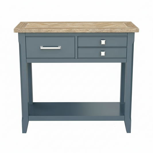 Signature Blue Oak Top Small Console Table