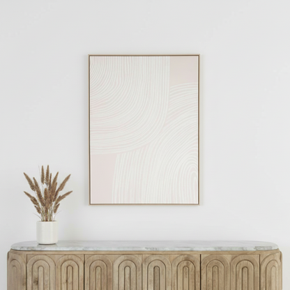 Canvas Natural and White Abstract with Natural Frame