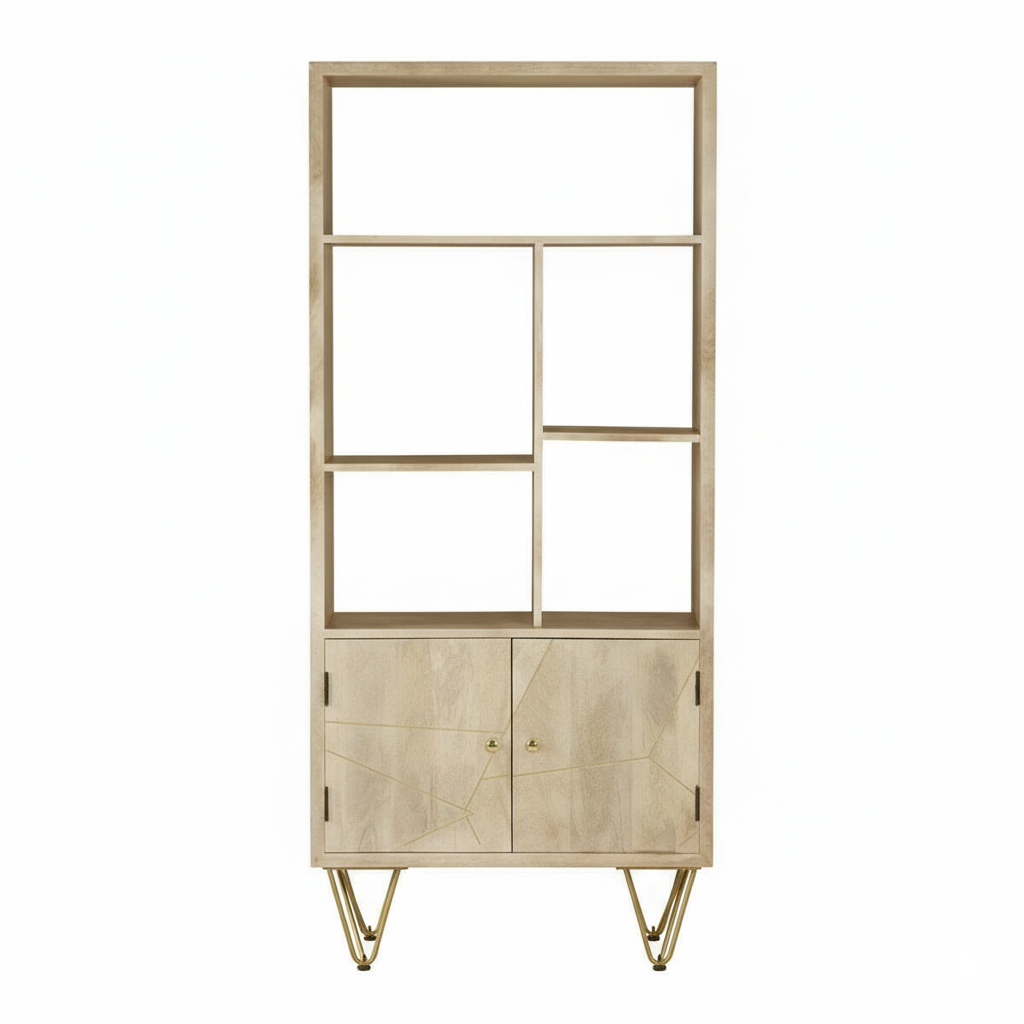 Light Gold Mango Wood Bookcase