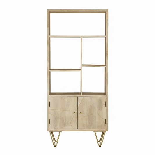 Light Gold Mango Wood Bookcase