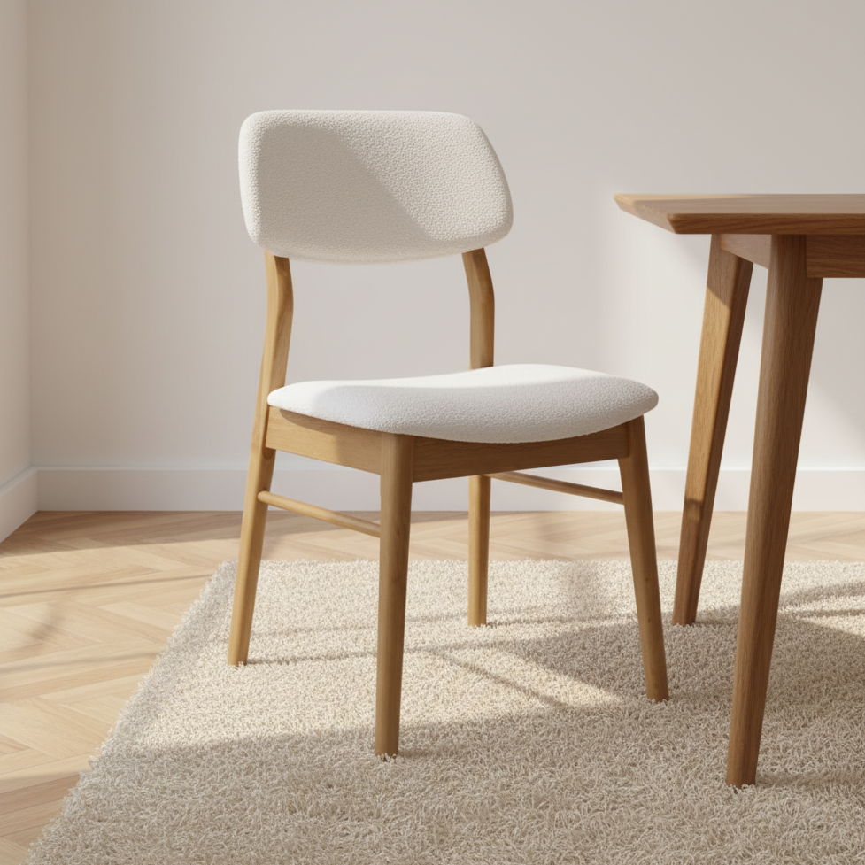 Theia White Boucle Upholstered Dining Chairs (Set of 2 )