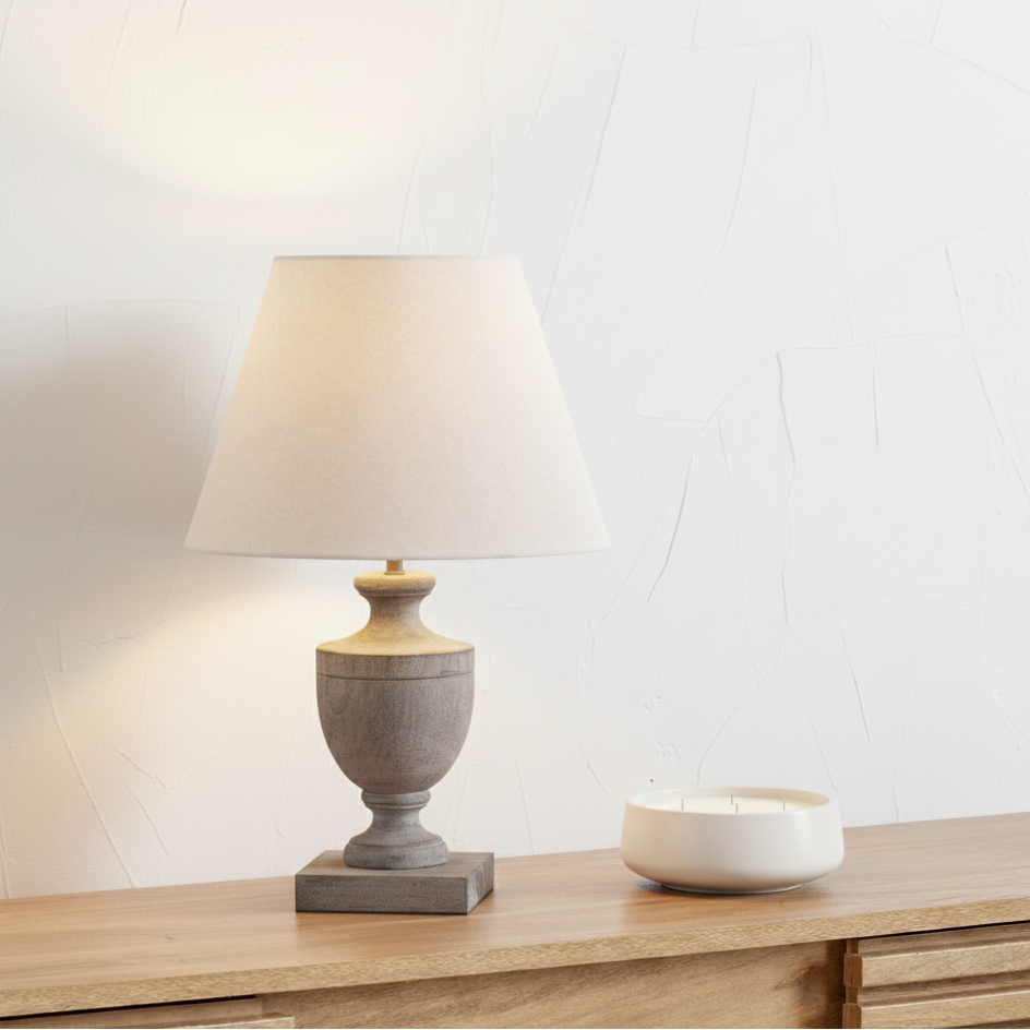 Incia Urn Wooden Table Lamp