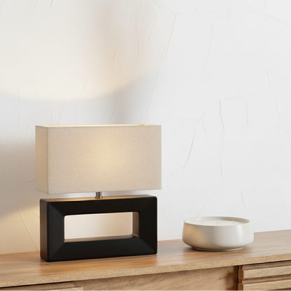 Ceramic Block Black Rectangular Table Lamp