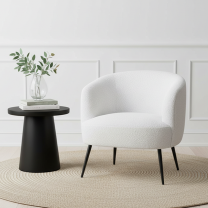 Siena Bouclé Fabric and Black Metal Tub Armchair