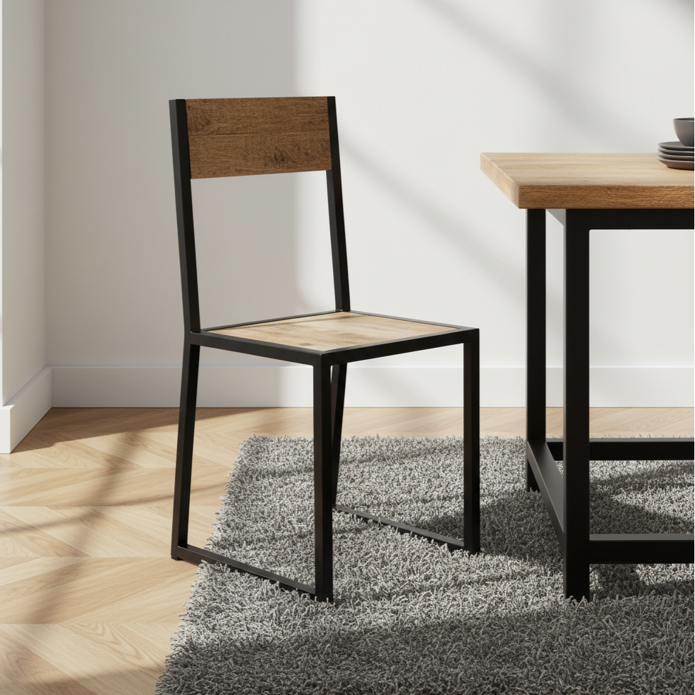 Cosmo Industrial Metal & Reclaimed Wood Dining Chair (Set of 2)