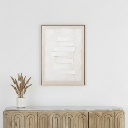 Textured Canvas White and Natural with Natural Frame