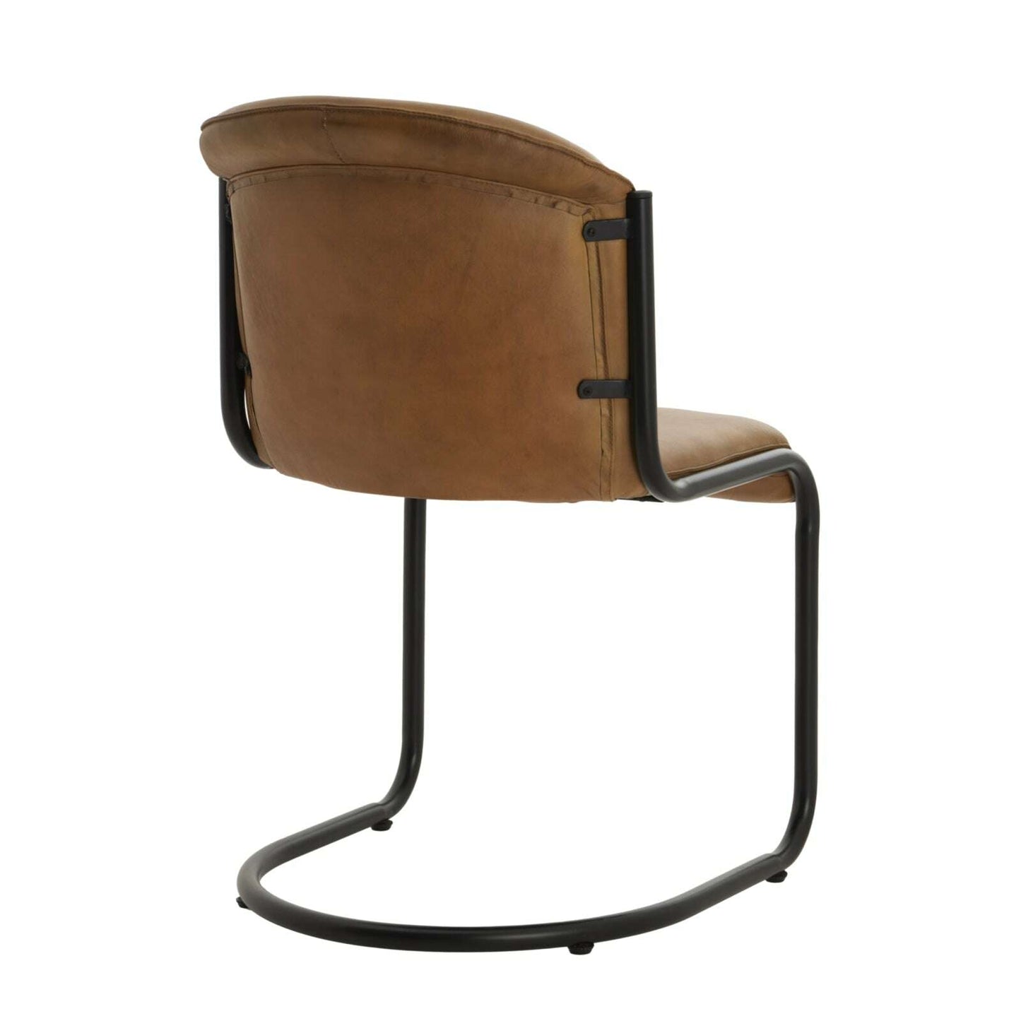 Billy Curved Brown Leather Dining Chair